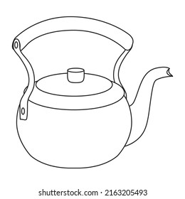 teapot line vector illustration,isolated on white background,top view