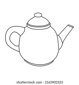teapot line vector illustration,isolated on white background,top view