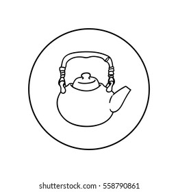 Teapot, linear round icon.
