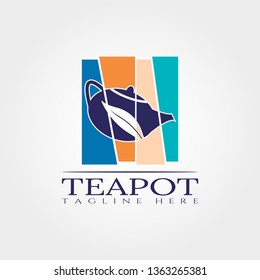 teapot logo design with leaf combination, food or drink icons, illustration elements