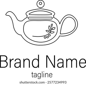 Teapot Logo Design Template with Minimalist Outline Style