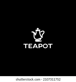 teapot logo with line vector graphic