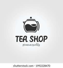 Teapot Logo Tea Shop Vintage Vector Illustration Design