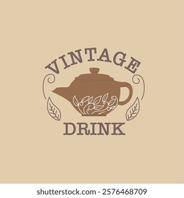 Teapot logo vintage design retro