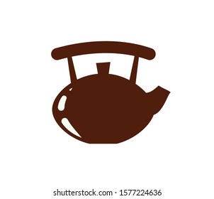 Teapot for making tea, ceramic kettle isolated icon vector. Beverage coffee pot with water in it, porcelain mug equipment kitchenware cooking closeup