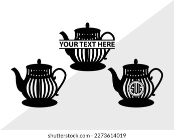 Teapot Monogram Vector Illustration Silhouette