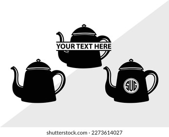 Teapot Monogram Vector Illustration Silhouette