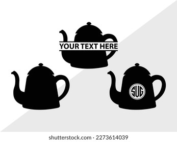 Teapot Monogram Vector Illustration Silhouette