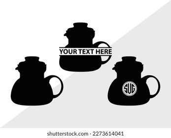 Teapot Monogram Vector Illustration Silhouette