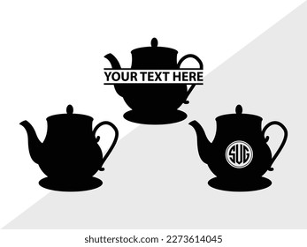 Teapot Monogram Vector Illustration Silhouette