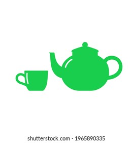 Teapot and mug silhouettes. Minimalistic icons on a white background. Simple logo. Isolated. Vector illustration.