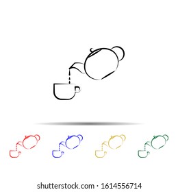 Teapot multi color style icon. Simple thin line, outline vector of tea icons for ui and ux, website or mobile application