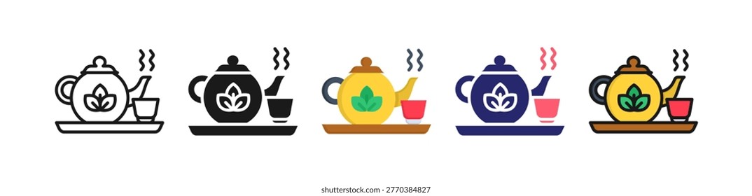 Teapot Multiple Style Icon Set Collection..