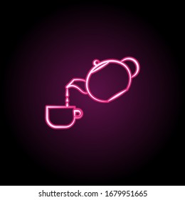 Teapot neon icon. Simple thin line, outline vector of tea icons for ui and ux, website or mobile application