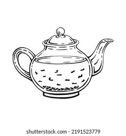 Teapot on white background. Hand drawn vector illustration.