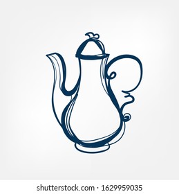 teapot one line vector design element isolated