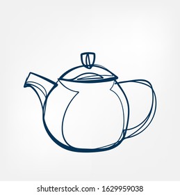 teapot one line vector design element isolated