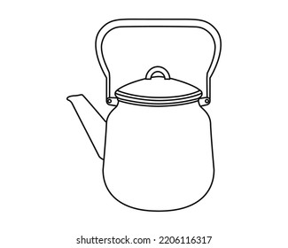 Teapot. Outline drawing. Close-up. Graphics. Vector. Sketch. Sketch. Used in web design for magazines, coloring books, templates, sketches, stencils