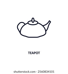 teapot outline icon.  Thin line icon from gastronomy collection. Editable vector isolated on white background