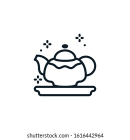 Teapot outline icon. Vector illustration. Editable stroke. Isolated icon suitable for web, infographics, interface and apps.