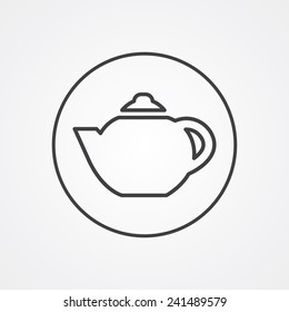 teapot outline thin symbol, dark on white background, logo editable, creative template 