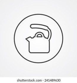 teapot outline thin symbol, dark on white background, logo editable, creative template 
