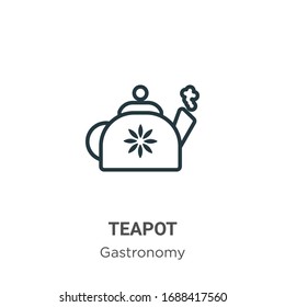 Teapot outline vector icon. Thin line black teapot icon, flat vector simple element illustration from editable gastronomy concept isolated stroke on white background