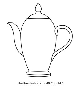 Teapot. Outline vector illustration isolated on white background