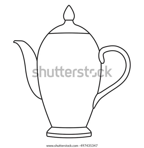 Teapot Outline Vector Illustration Isolated On Stock Vector (Royalty