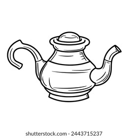 Icono de vector con contorno de tetera, perfecto para gráficos relacionados con el té.