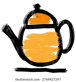 Teapot with paint brush strokes