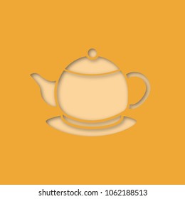 Teapot paper cut out icon. Kettle. Vector silhouette isolated illustration