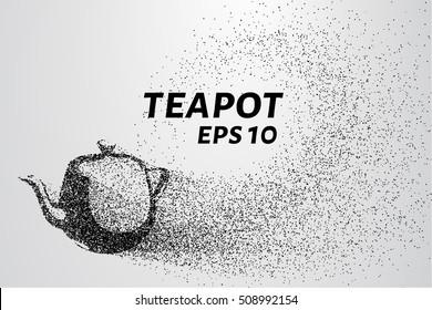 Teapot of particles. The kettle consists of circles and points.