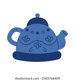 Teapot with a pattern color. Hand drawn clip art for your project.