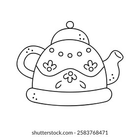 Teapot with a pattern. Hand drawn clip art for your project.
