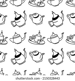 Teapot pattern vector Motifs vectoriels simples et harmonieux.  Arrière-plans de style Doodle.