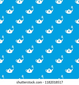 Teapot pattern vector seamless blue repeat for any use