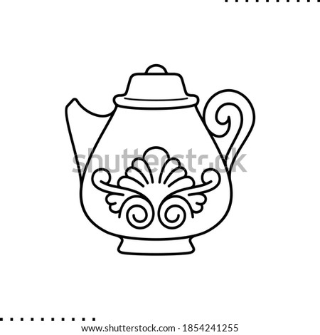 teapot, porcelain vector icon in outlines