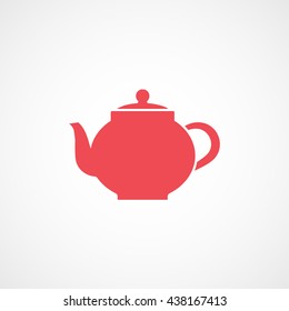 Teapot Red Flat Icon On White Background