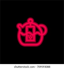Teapot red glowing neon ui ux icon. Glowing sign logo vector