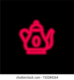 Teapot red glowing neon ui ux icon. Glowing sign logo vector