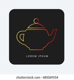 Teapot Red & Orange gradient attractive line thin icon / logo design