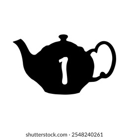 Teapot retro tag with number 1 on white background