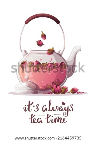 Similar – Image, Stock Photo Healthy summer roses tea in cup with red roses petals, top view. Copy space