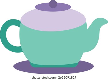 Teapot with saucer in mint color palette, inspired by traditional Ramadan tea sharing, perfect for festive or hospitality designs.