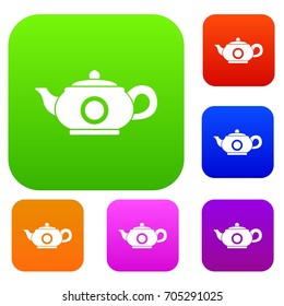 Teapot set icon in different colors isolated vector illustration. Premium collection