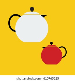 Teapot set vector on yellow background