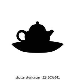 Teapot Silhouette. Black and White Icon Design Elements on Isolated White Background