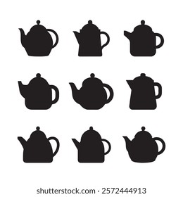 Teapot silhouette icon set vector illustration isolated on white background