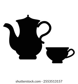 Teapot Silhouette Icon for Tea and Kitchen Designs